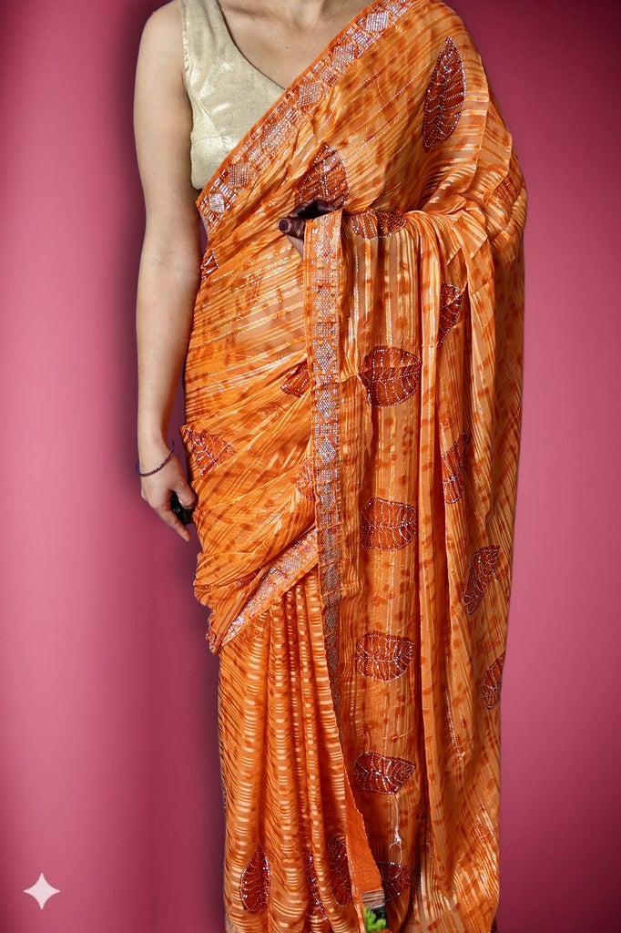 Tangerine Radiant Majestic Couture Saree