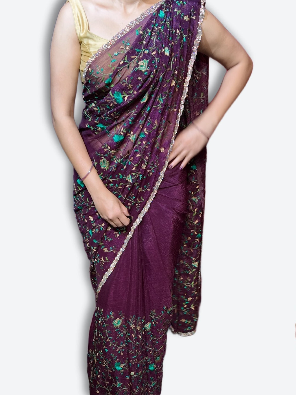 Plum Majestic Couture Bloom Saree