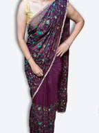 Plum Majestic Couture Bloom Saree