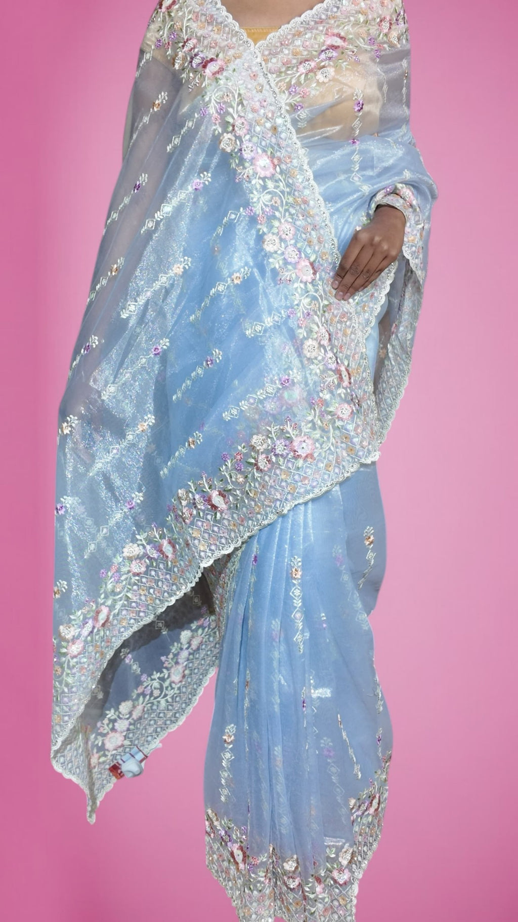 Azure Ethereal Regal Bloom Saree