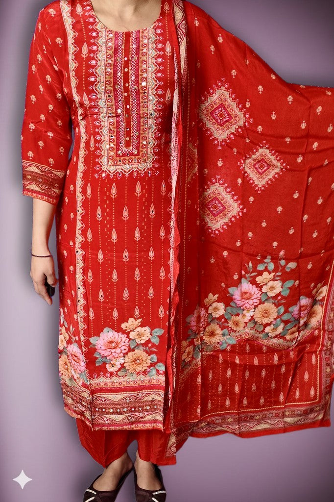 Crimson Regal Exquisite Festive Suit