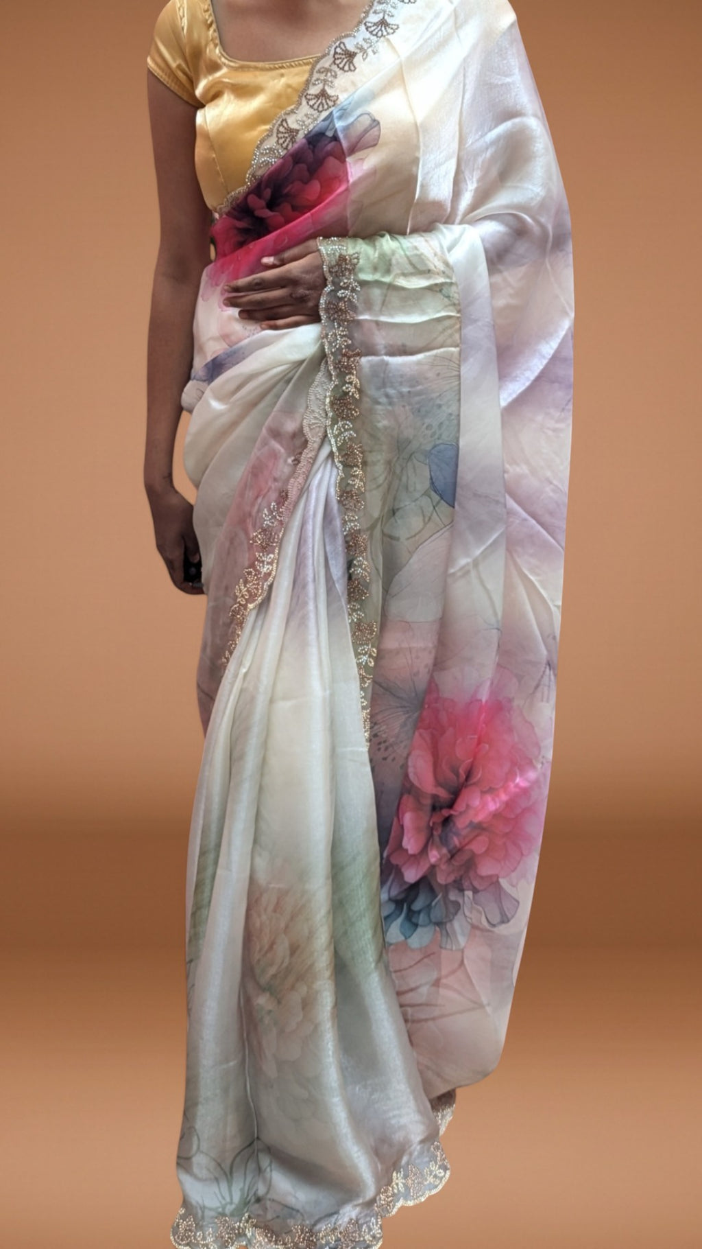 Ivory Ethereal Bloom Couture Saree