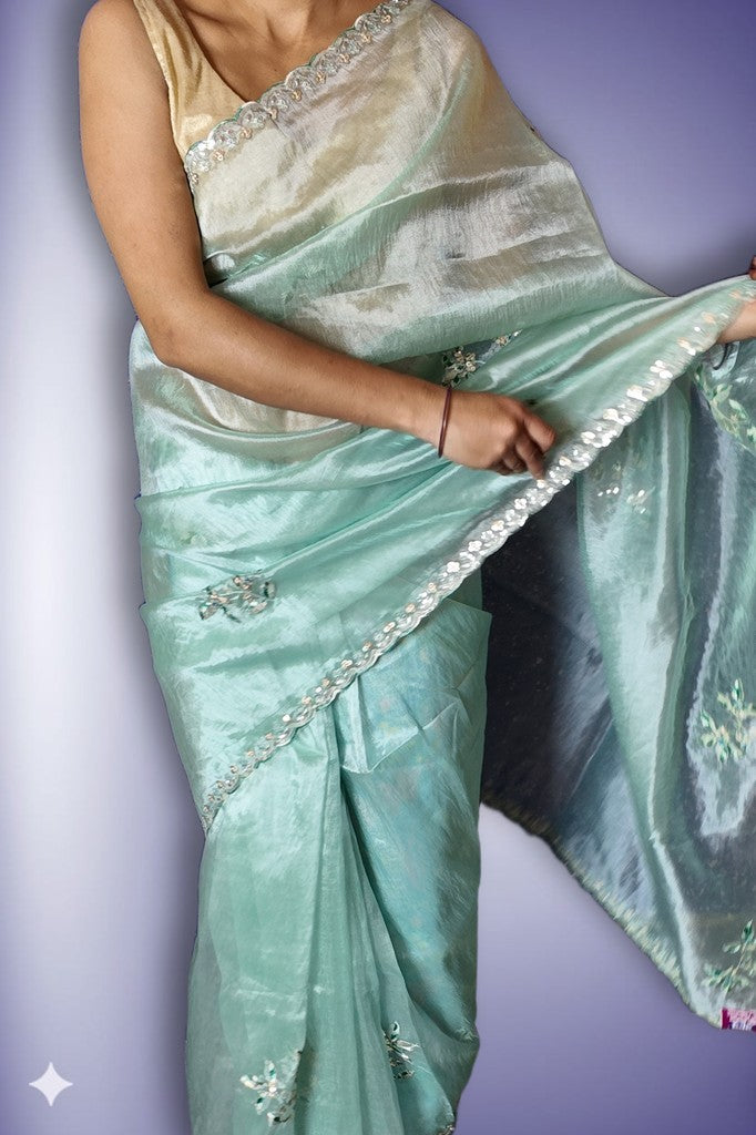 Mint Ethereal Radiant Elegance Saree