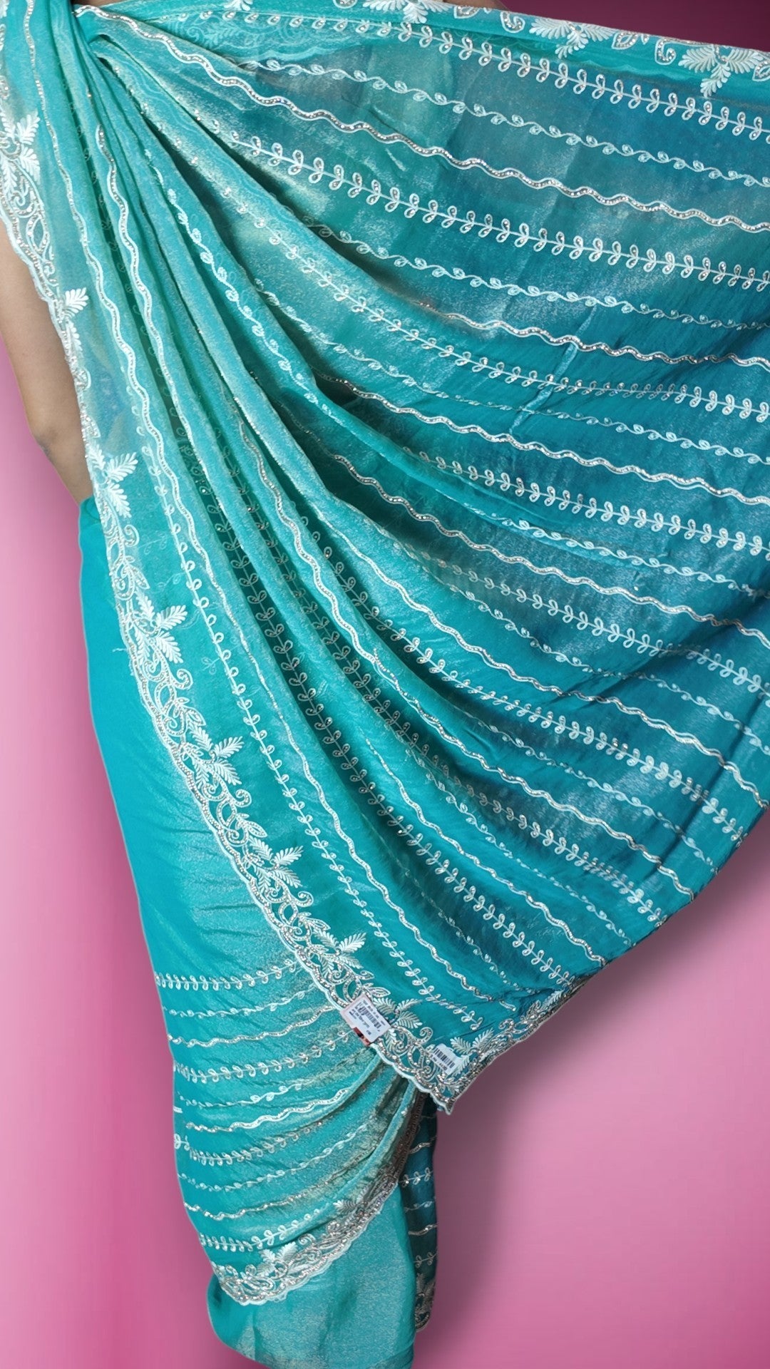 Turquoise Ethereal Elegance Aura Saree