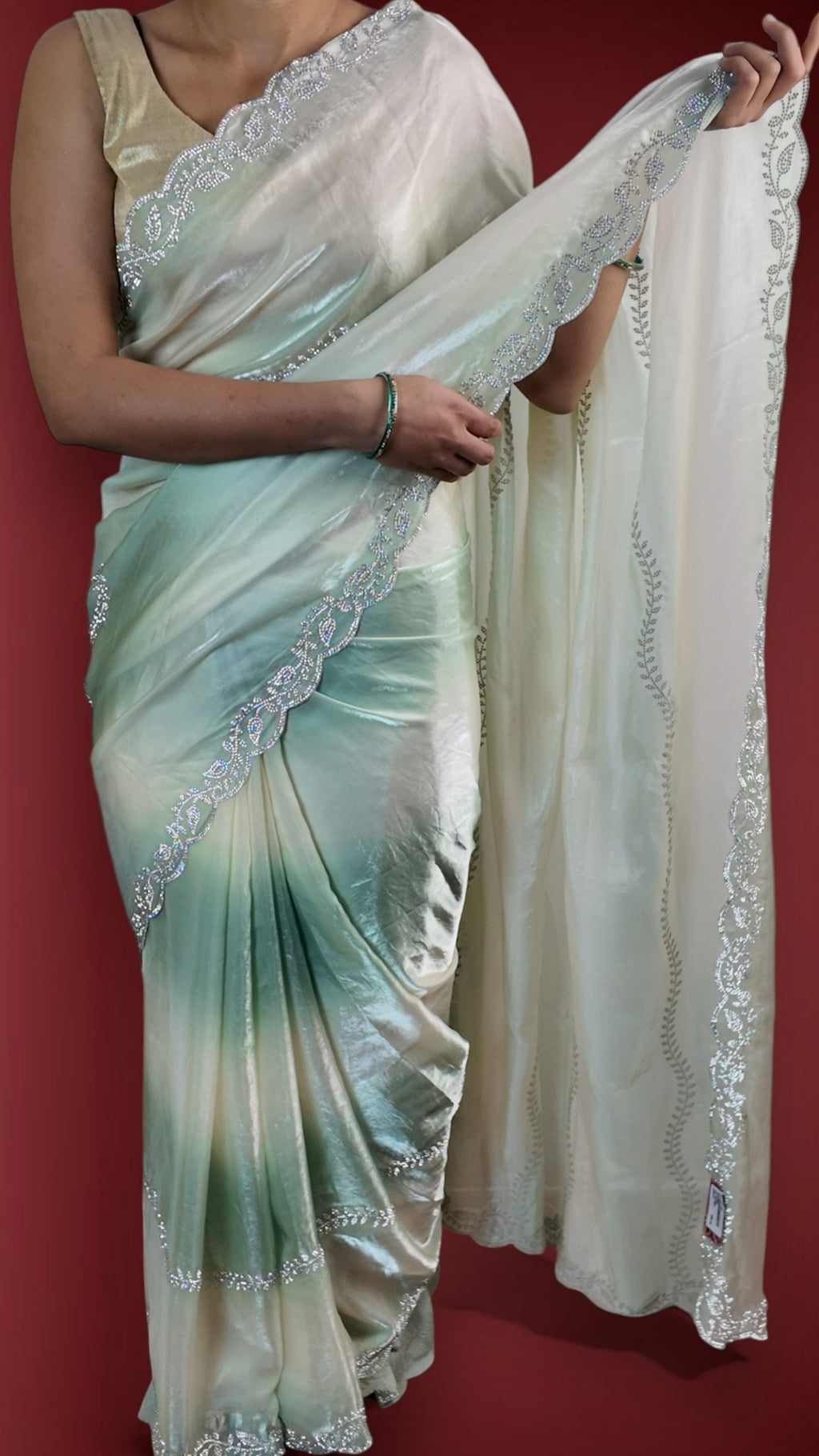 Sage Ethereal Opulent Graceful Saree