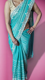Turquoise Ethereal Elegance Aura Saree