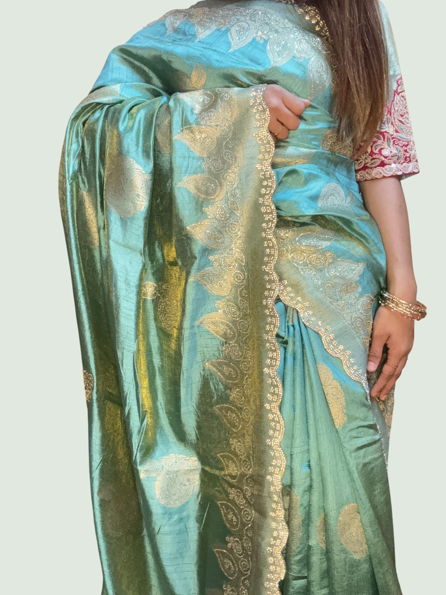 Turquoise Regal Opulent Heritage Saree