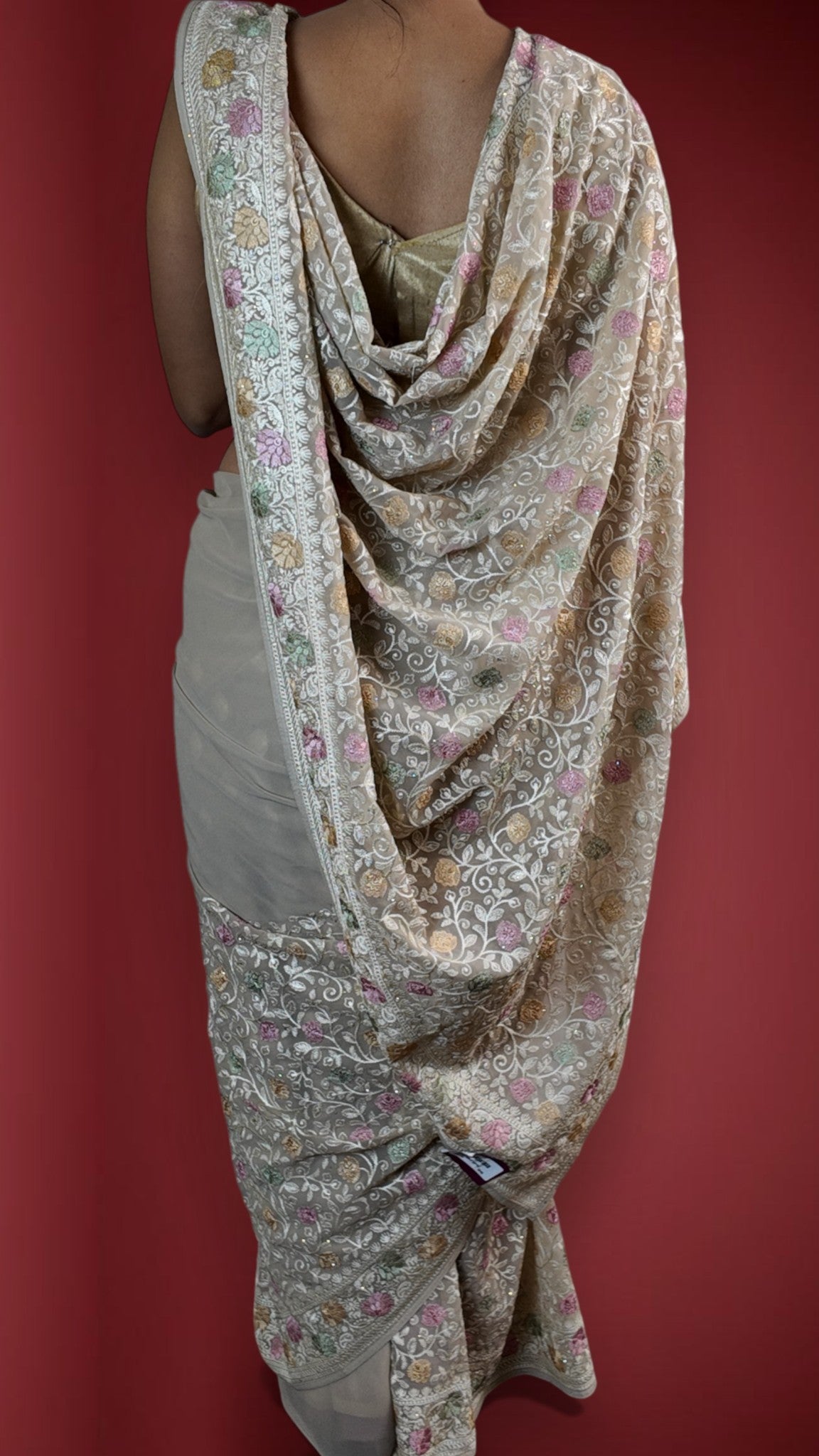 Champagne Ethereal Regal Bloom Saree