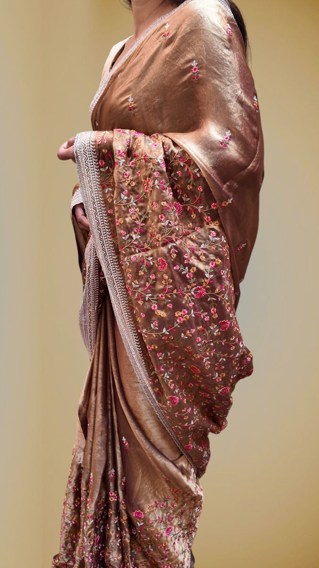 Champagne Regal Opulent Bloom Saree