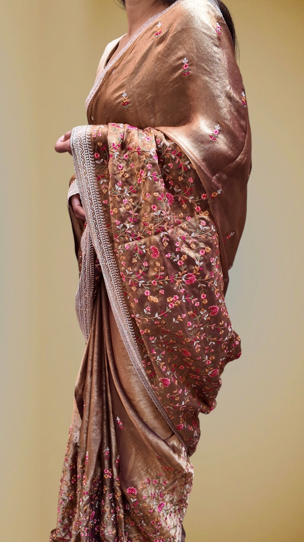 Champagne Regal Opulent Bloom Saree