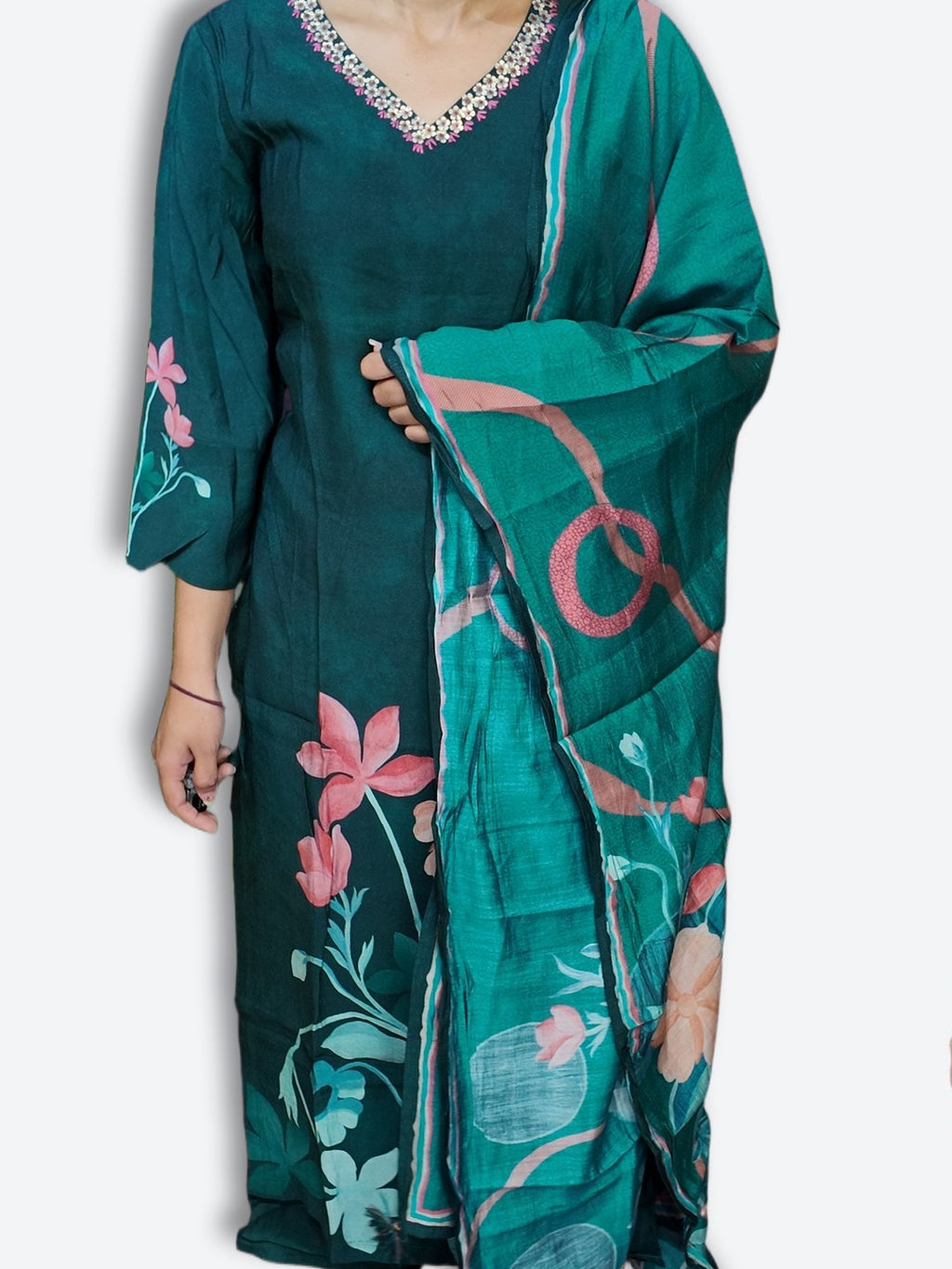 Jade Graceful Bloom Couture Suit