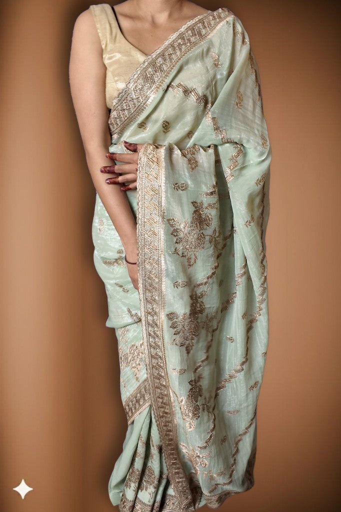 Sage Opulent Graceful Heritage Saree