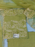 Lime Green Embroidered Suit with White Thread Work