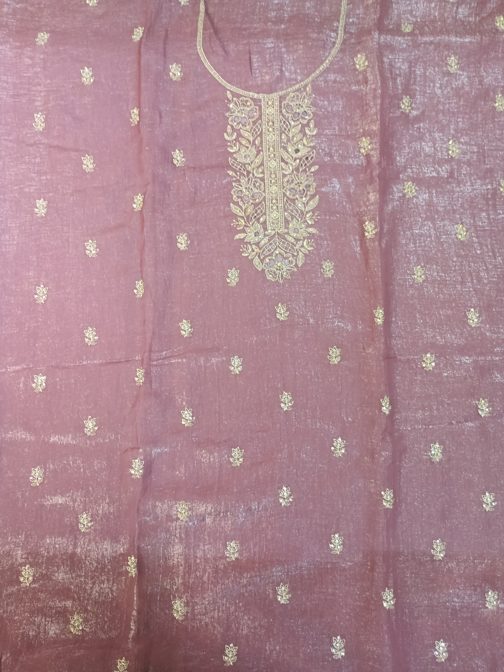 Dusty Mauve Embroidered Suit with Golden Zari Work