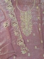 Dusty Mauve Embroidered Suit with Golden Zari Work
