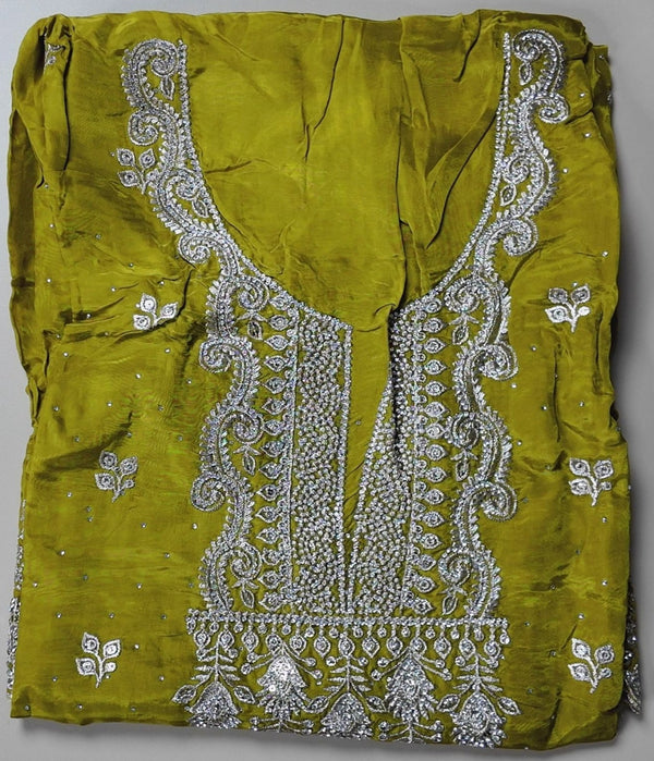 Olive Green Embroidered Kurta Set - Olive green - Picture 1