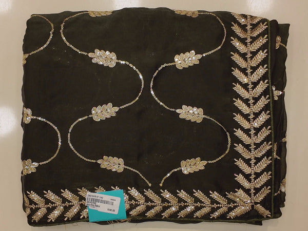 Opulent Black Saree with Intricate Sequin Embroidery",