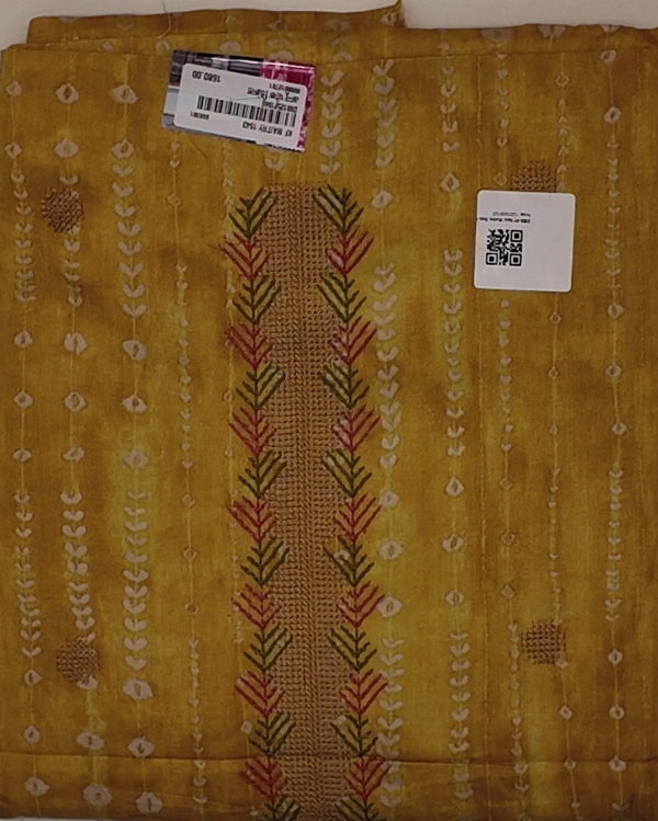 Sunlit Heritage: Vibrant Mustard Unstitched Suit",