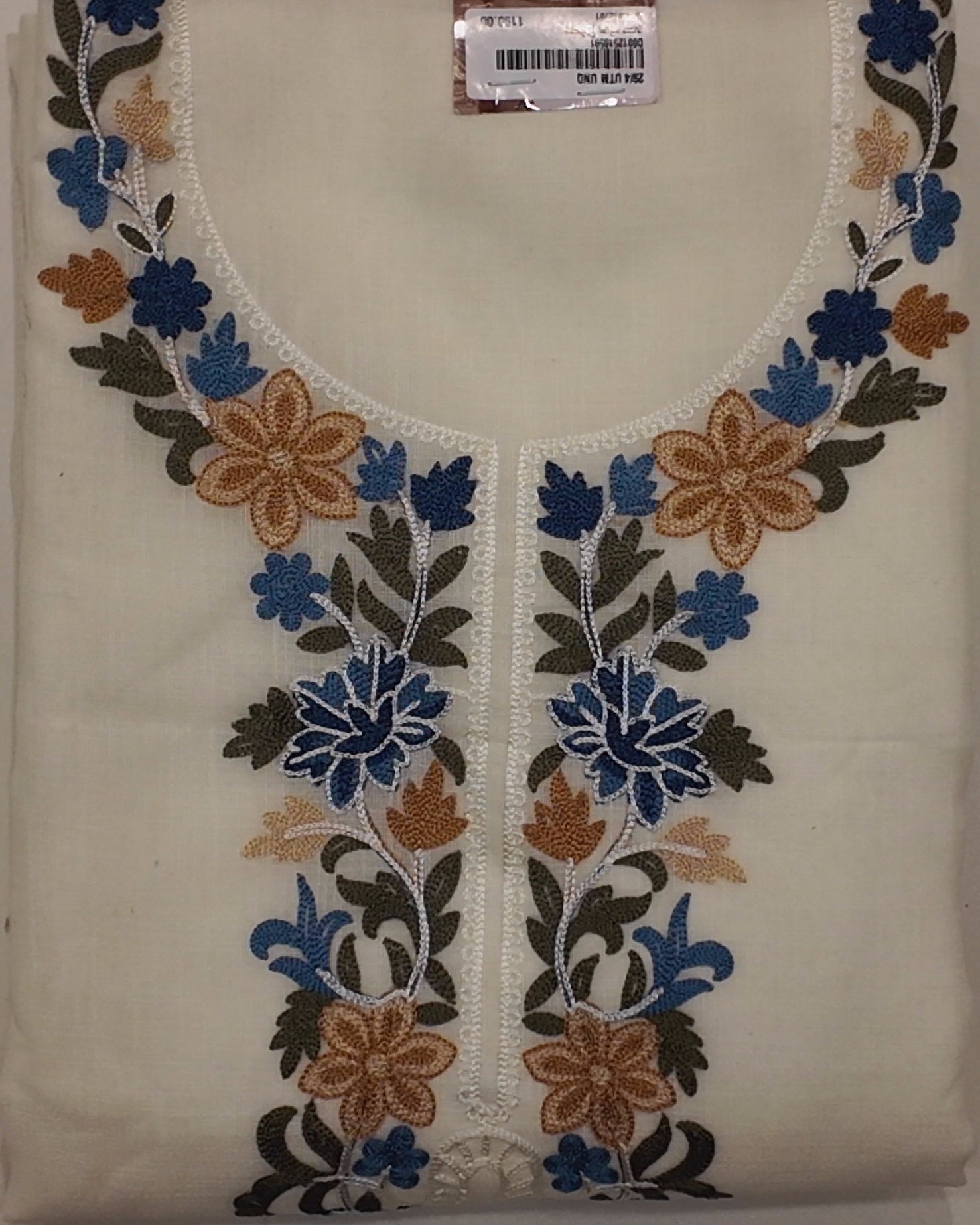 Floral Whispers: Unstitched Charm in Ivory and Azure",