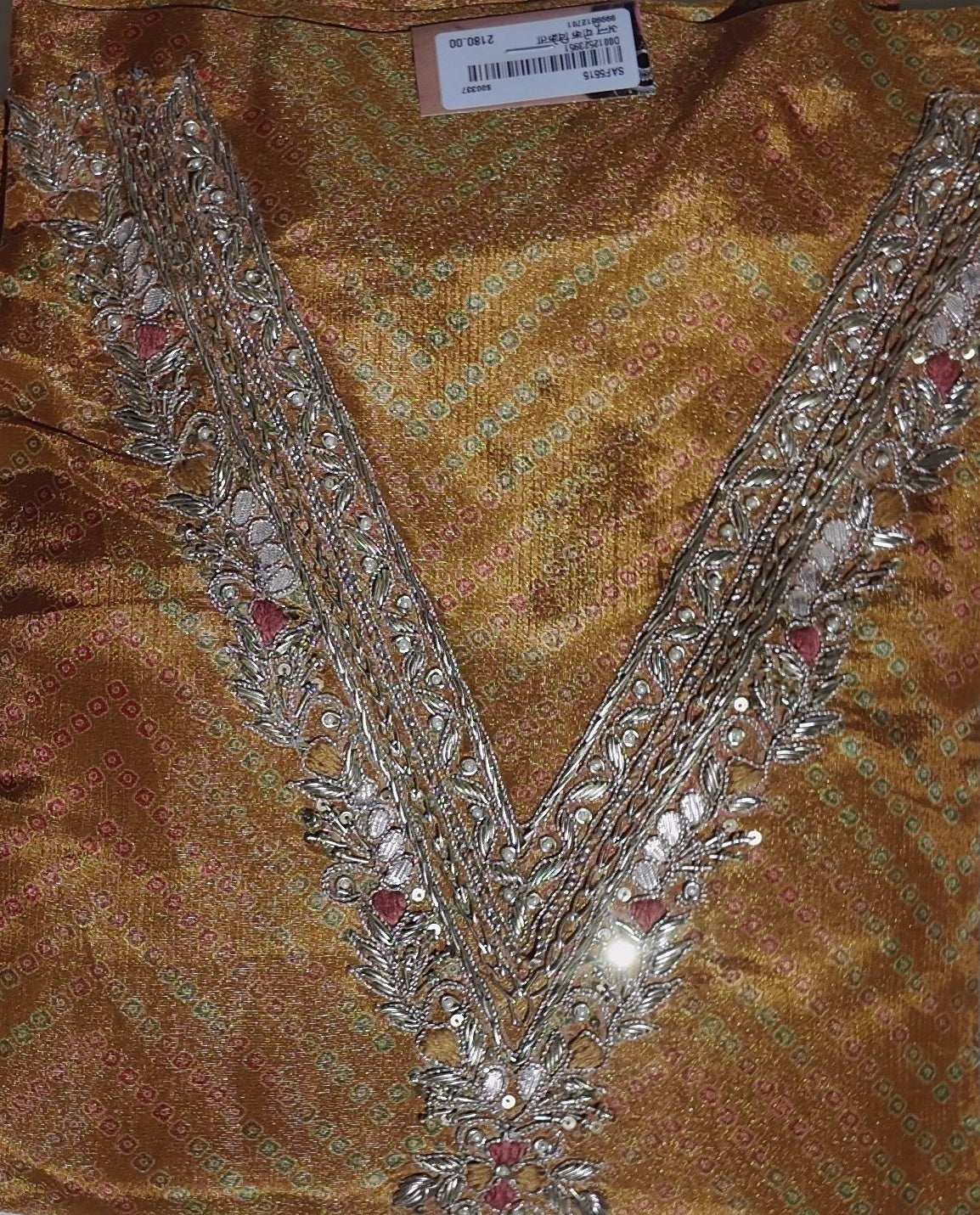 Radiant Gold Unstitched Suit with Intricate Embroidery