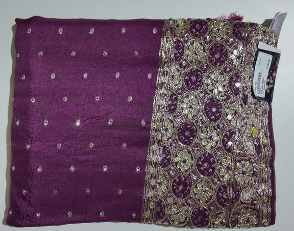 Regal Velvet Glam: Luxurious Unstitched Suit with Gold Embellishments",