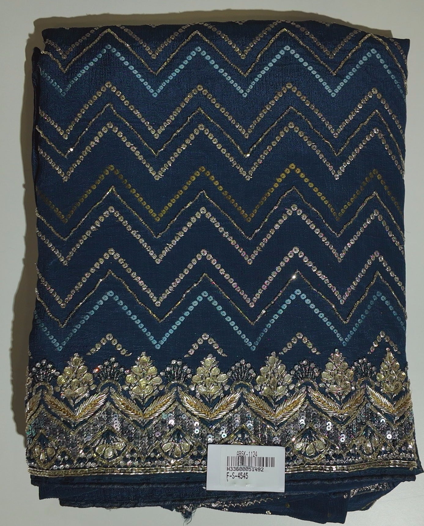 Midnight Blossom Unstitched Suit Set with Chevron Glam",