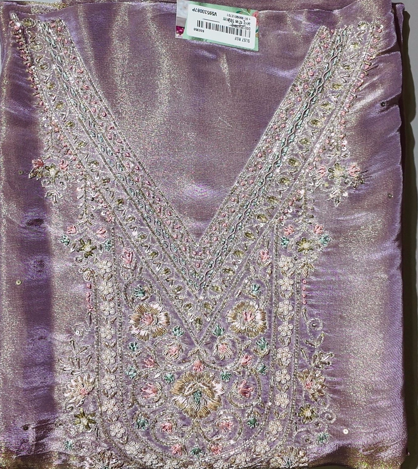 Lavender Dreams: Luxurious Unstitched Embroidered Suit",
