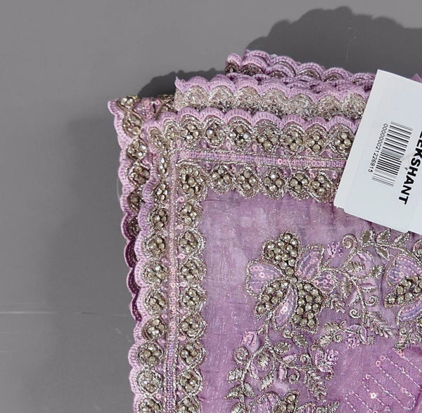 Lilac Dream: Handcrafted Sequin & Floral Embroidered Saree",