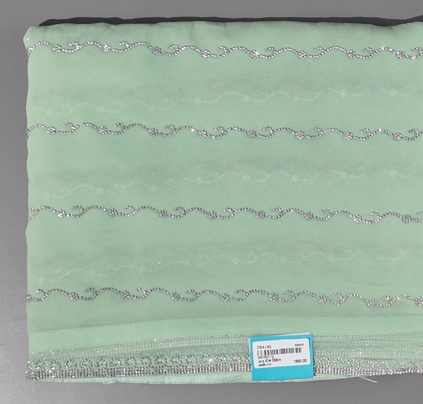Chic Mint Silver Lined Georgette Saree for Effortless Grace",