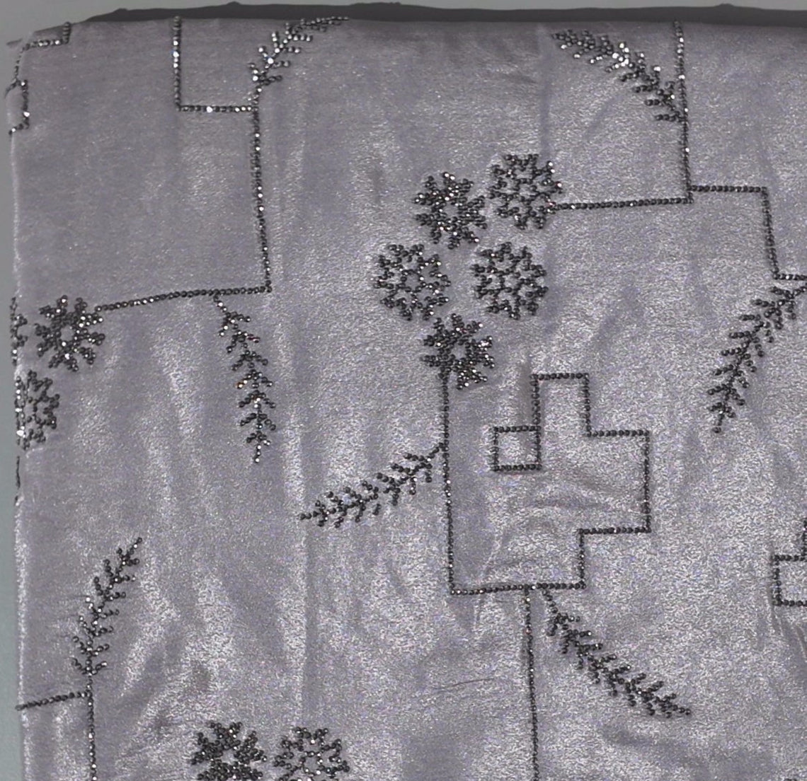 Silk Splendor: Charcoal Grey Geometric Embroidered Saree",