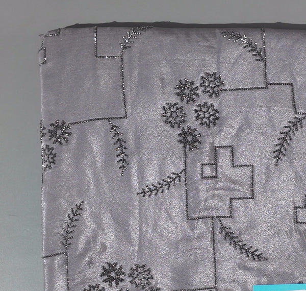 Graceful Glimmer: Lustrous Gray Embellished Saree",