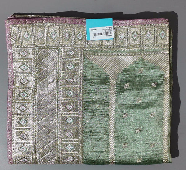 Regal Charm: Enchanted Green Brocade Saree",