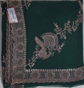 Luxurious Green Embroidered Saree with Peacock Motifs",