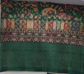 Vibrant Green Symphony: Handcrafted Floral Bliss Saree",