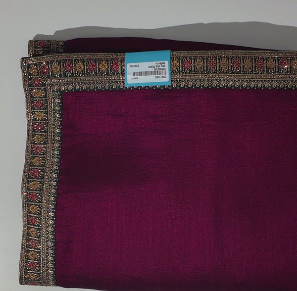 Regal Maroon Saree with Ornate Embroidered Border",