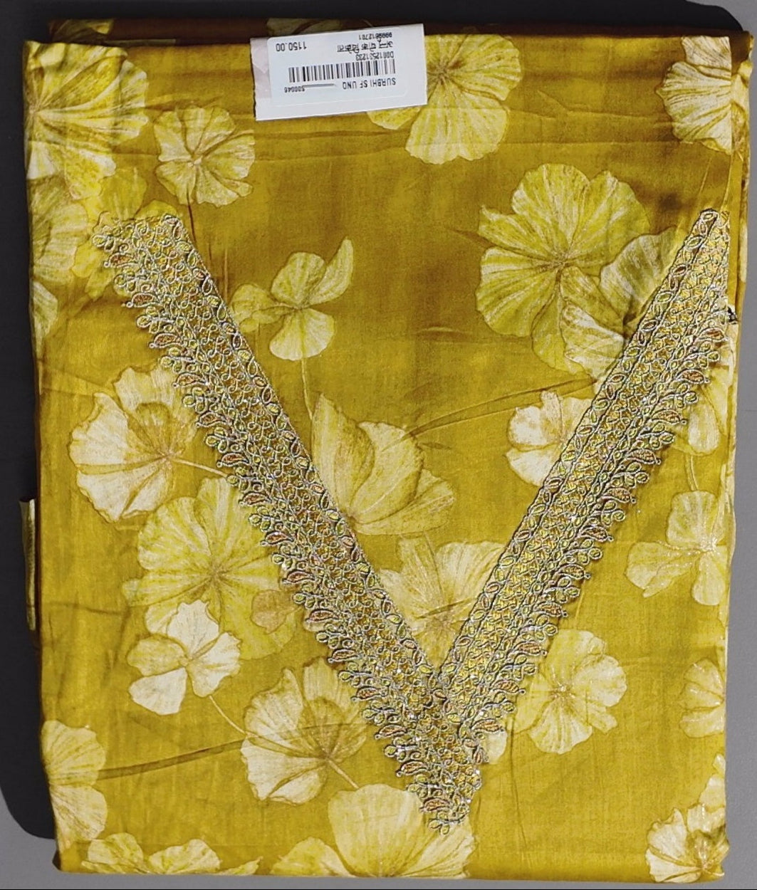 Sunlit Elegance: Blossom Embroidered Unstitched Suit