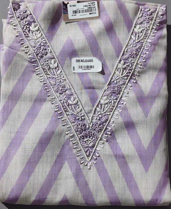 Lavender Chevron Delight: Exquisite Unstitched Suit",