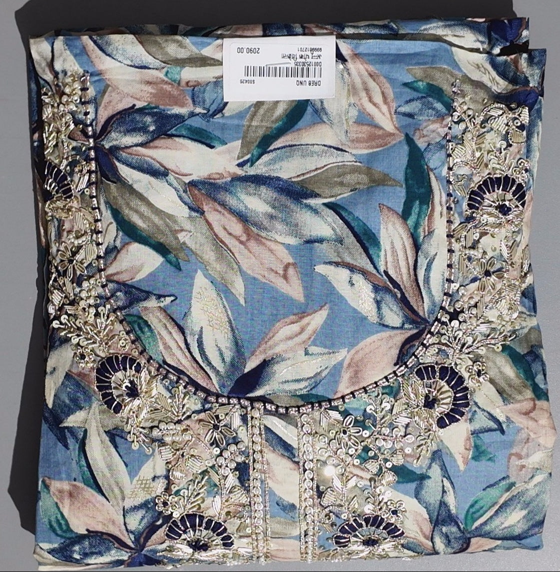 Floral Symphony: Artisanal Unstitched Suit for Festive Celebrations",