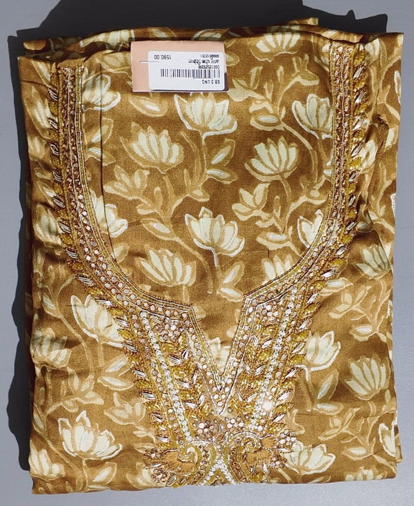 Golden Blossoms: Luxurious Unstitched Suit for Every Occasion",