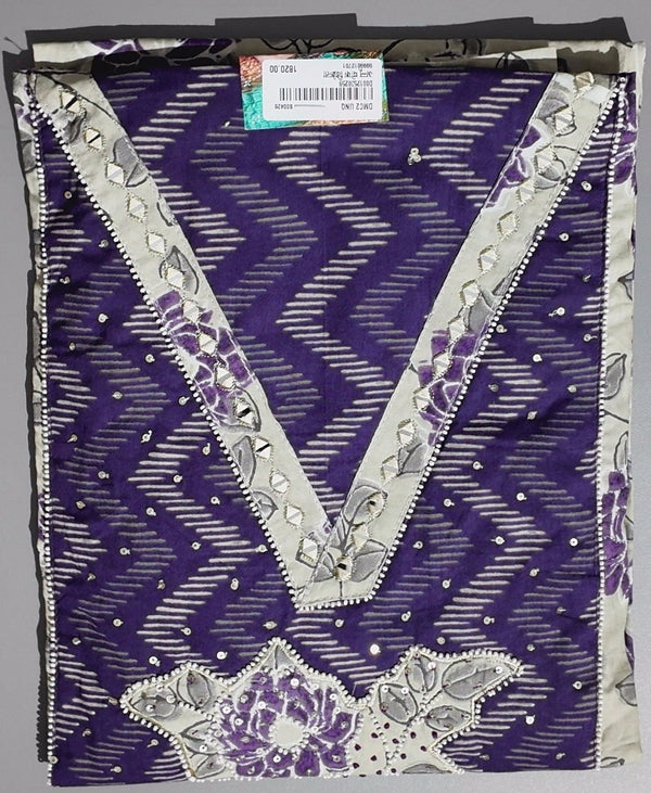 Chic Violet Waves: Unstitched Comfort Suit Set",