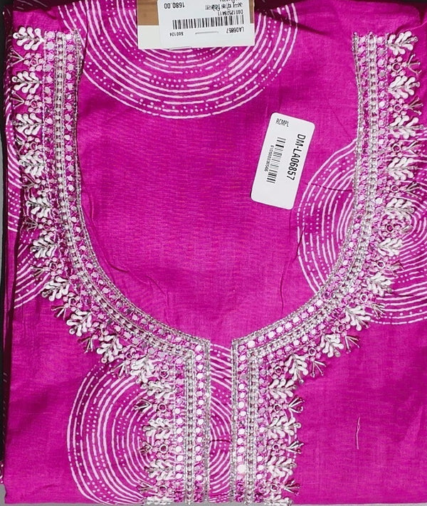 Radiant Fuchsia Unstitched Suit with Intricate Embroidery",
