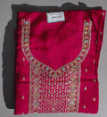 Vibrant Magenta Unstitched Suit with Intricate Embroidery