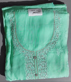 Mint Whisper: Exquisite Unstitched Suit with Delicate Embroidery