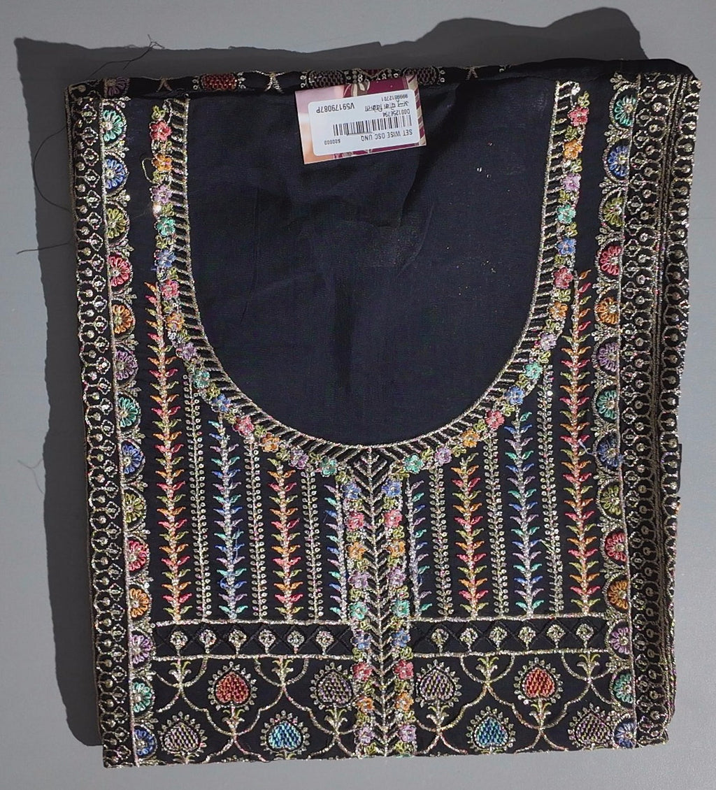 Vivid Midnight Garden Unstitched Suit - Artisanal Elegance