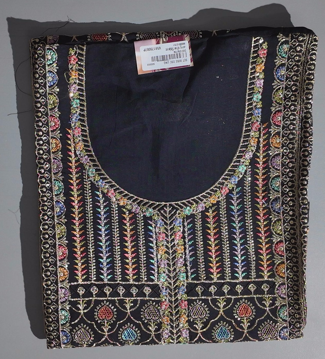 Vivid Midnight Garden Unstitched Suit - Artisanal Elegance",