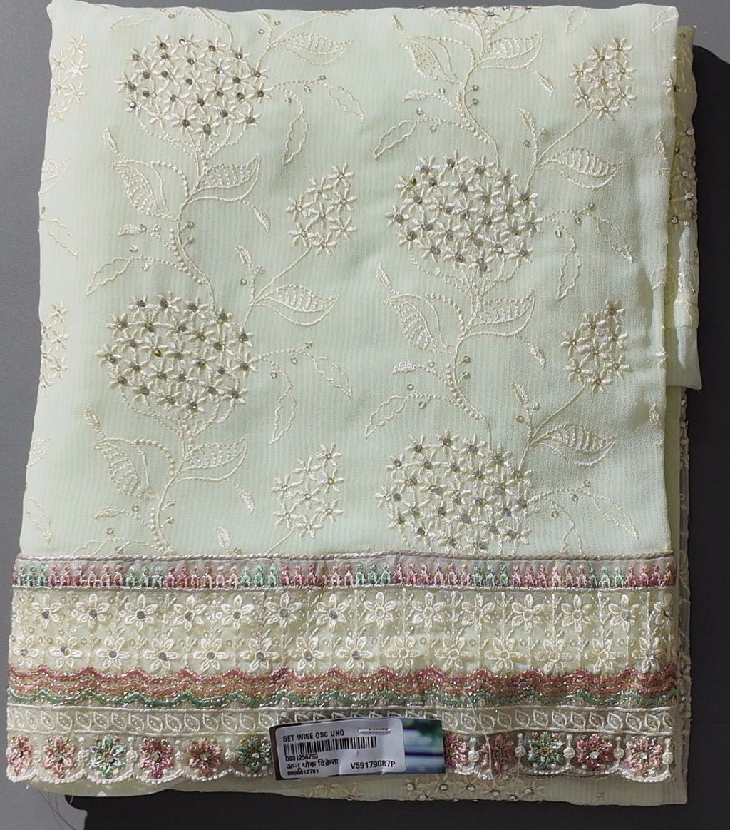 Opulent Embroidered Unstitched Suit - A Symphony in Pastels",