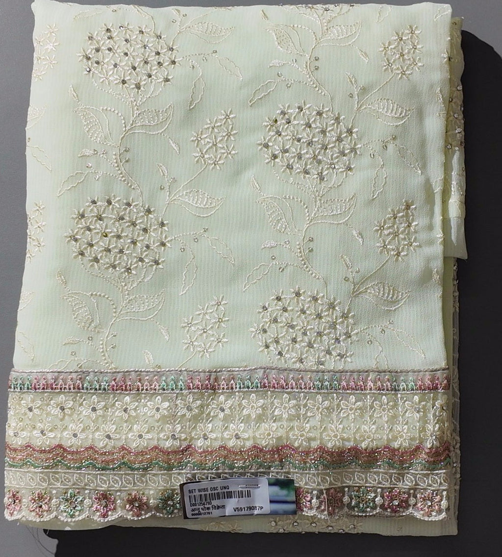 Blossoming Ivory Charm: Unstitched Suit for Every Occasion",