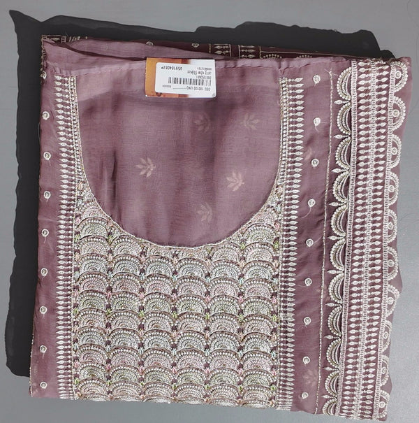 Mystic Mauve Unstitched Ensemble with Delicate Embroidery",