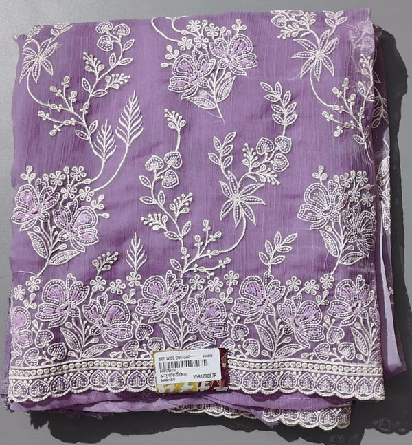 Lavender Blossom Unstitched Suit with Intricate Embroidery",