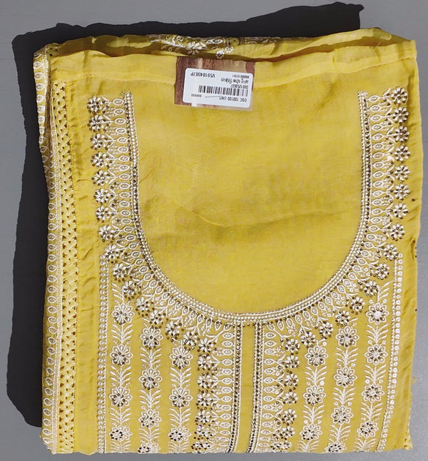Sunshine Glow: Unstitched Suit with Intricate Threadwork",